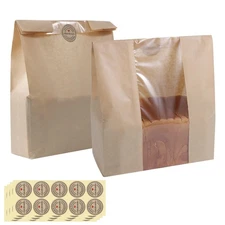 50 Pcs Bread Bags for Homemade Bread, 13.8 x 9.5 Inch Large Paper Toast Bags