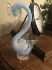 Vintage Italian Murano Style Glass Blue Upright Swan
