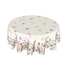 Spring Summer Floral Tablecloth Round 60 Inch,Colorful Spring Floral231215