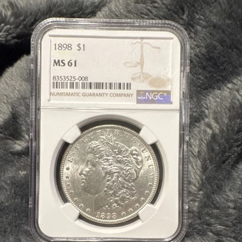 Morgan 1898 Silver Dollar $1 NGC MS 61 0.9 Fineness 8353525-008