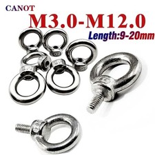 304 Stainless Steel Lifting Eye Nut Ring Eyebolt Hooking Screw M3–M12 Heavy Duty