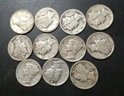 Lot of 11 90% Silver Mercury Dimes - Various Dates - As Pictured