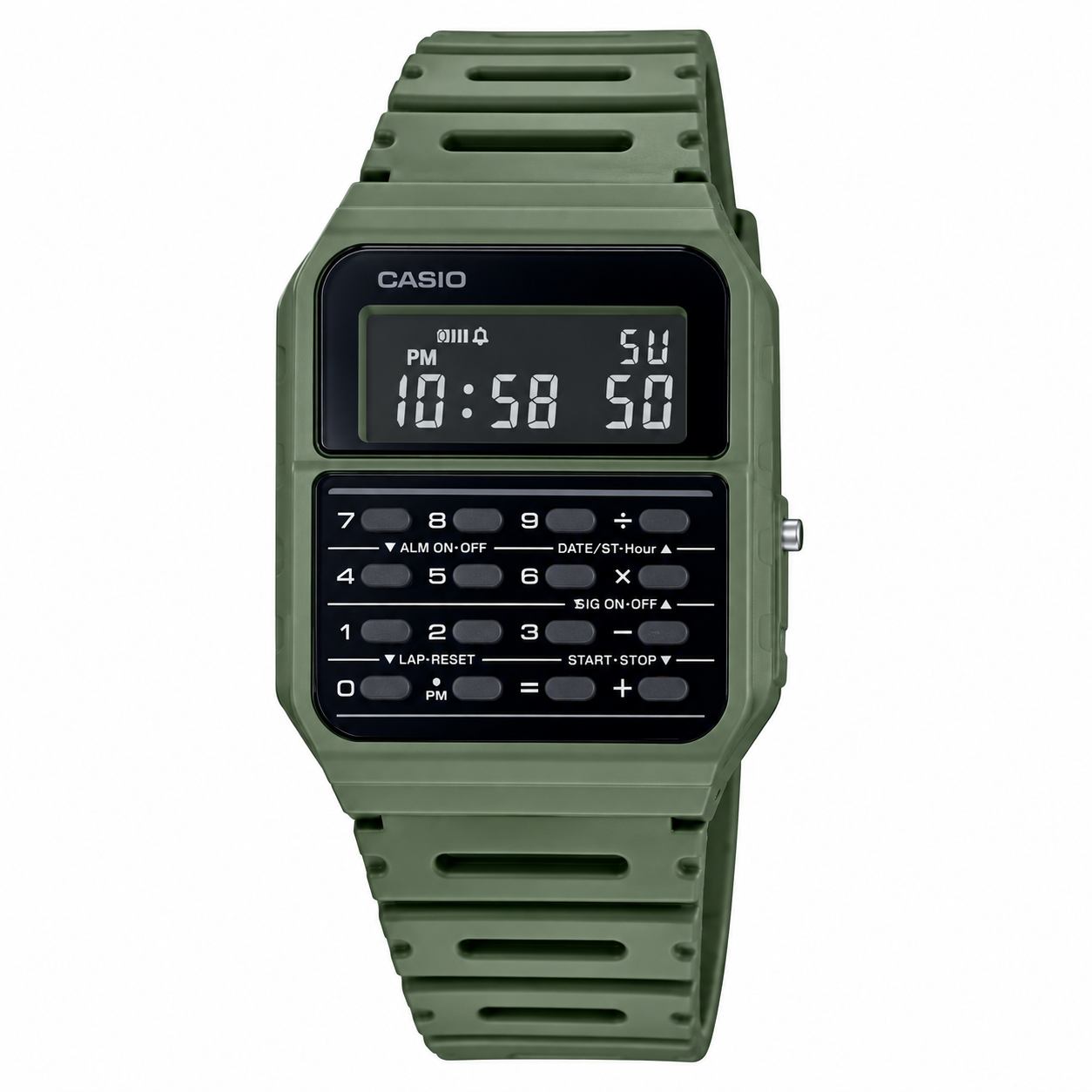 Casio Vintage CA-53WF-3B Digital Watch, Calculator, Dual Time, Green
