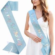 Blue Its My Birthday Glitter Sash Women Girls Party Accessory Decoration