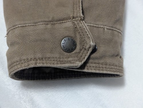 Men's LEVI’S M Bronze Cotton Duct Sherpa Lined w/Gray Hoodie Trucker Jacket - Picture 3 of 11