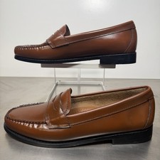 G.H. Bass Co Willa Weejuns Flat Strap Slip On Penny Loafer Brown Leather Sz 8M