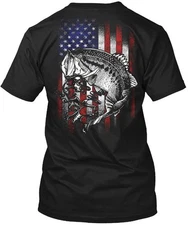 Bass Fishing Usa T-Shirt Made in the USA Size S to 5XL
