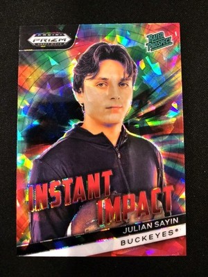 2024 Panini Prizm Draft Picks Julian Sayin Instant Impact Insert Red ICE OSU 