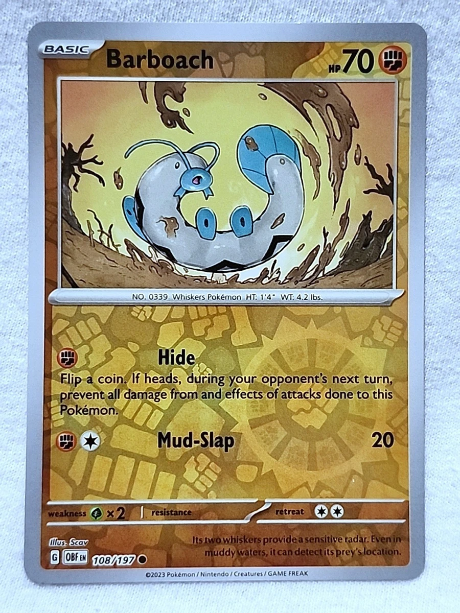 barboach pokemon card value Barboach Pokemon Card 108/197 REVERSE HOLO NM Near Mint Obsidian Flames TCG