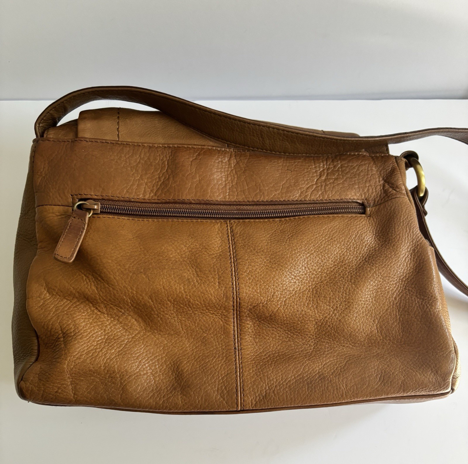 Vintage Rolfs Genuine Leather Shoulder Purse Cognac Brown Minimalist Bag