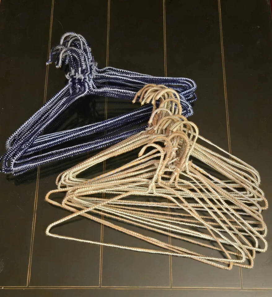 Lote de 25 perchas de ropa cubiertas de hilo vintage hechas a mano Foto 4 de 4