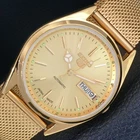 VINTAGE REFURBISHED SEIKO 5 AUTOMATIC JAPAN MENS GOLDEN DIAL WATCH a442334-1