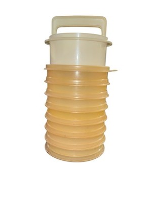Vintage Tupperware Hamburger Patty Keepers 4'' with Lid, Ring & Press Set Of 7