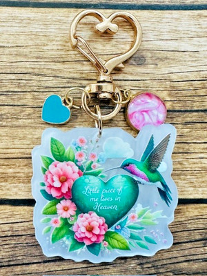 Hummingbird Heaven Faith Heart Swivel Key Chain Backpack Tag Purse Charms RTS