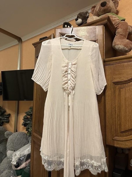 Women Chloé Dress Peach Silk 38 / M / 46