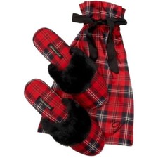Victoria  s Secret Signature Plaid Satin Slippers, size Medium 7/8