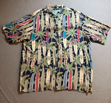 Reyn Spooner Surf Boards Shirt Adult 2XL Green Hawaii Button Up Short Sleeve.