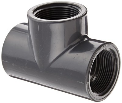 1.5 Inch Schedule 80 PVC Tee Fitting Female NPT Threads Chemical Resistant