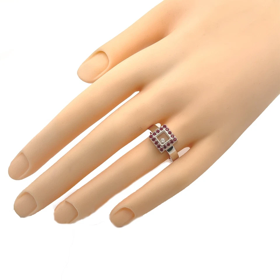 Кольцо верхнее с квадратным ободком из белого золота 18 карат с рубином Chopard Happy Diamond размер 6 - Изображение 2 из 4