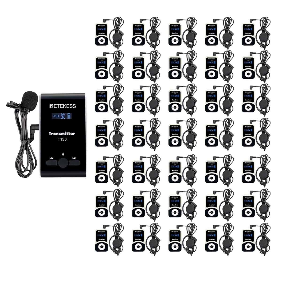 Retekess T130 Wireless Tour Guide System Transmitter 35 Receivers Training Tour