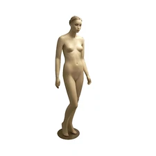 Female Fleshtone Realistic Fiberglass Adult Mannequin with Molded Hair and Base