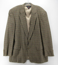 VINTAGE Tommy Hilfiger Sport Coat Men 44 Long Brown Tweed Blazer Houndstooth