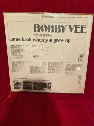 Bobby Vee- Come back when you grow up SEALED Vinyl Liberty LP Record! - Picture 2 of 2
