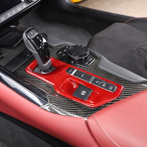 Cubierta de engranaje de control central de fibra de carbono roja para Toyota Supra 2019-2022 - Imagen 4 de 11