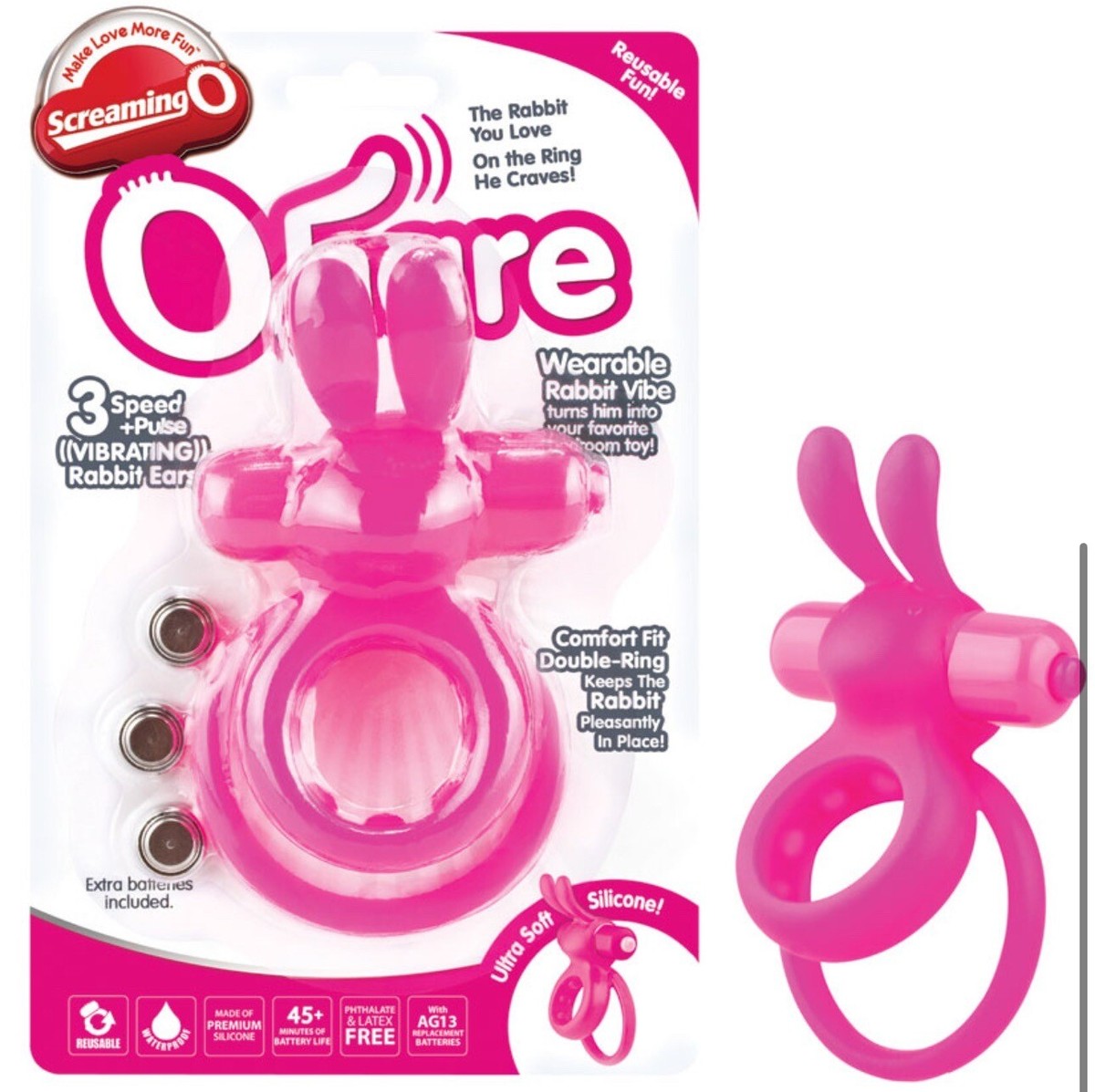 SCREAMING O OHARE VIBRATING ERECTION RING WEARABLE RABBIT VIBE