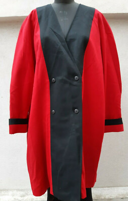 MANTEL KLEID DAMEN Gr. 44 ROT SCHWARZ REINE SCHURWOLLE CHALOU TRUE VINTAGE 80er 
