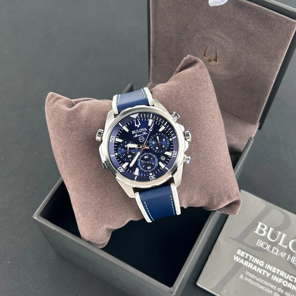 Bulova Marine Star 96B287 Blue Dial-Blue Silicone Strap Men's Quartz Watch 43mm - Image 3 of 4