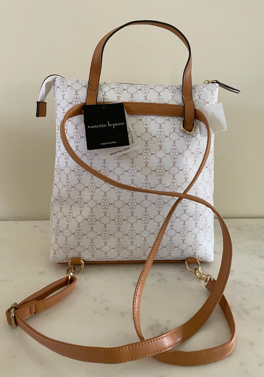 Nanette Lepore Logo Backpack Chalk Logo White Gold Monogram  display picture 1
