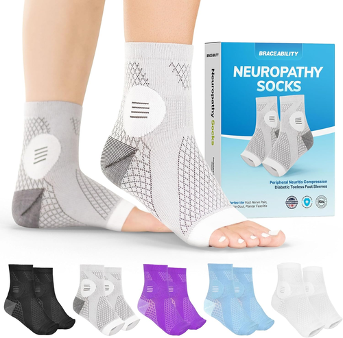 Braceability Neuropathy Socks (Pair) - Peripheral Neuritis Compression Diabetic - Picture 12 of 12