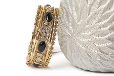 Women's Fashion Gold Black Bangles Bracelets Set Black/Gold