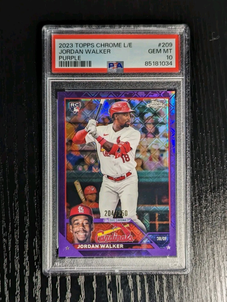 2023 Topps Chrome Logofractor Jordan Walker RC Purple */250 PSA 10