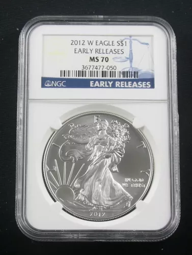 2012 W BURNISHED AMERICAN SILVER EAGLE NGC MS 70 EARLY RELEASES