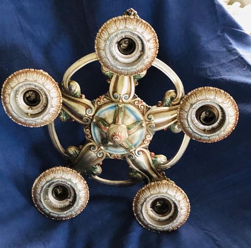 Lámpara de techo antigua era Art Deco RARE ACERTIJO AÑOS 20 ARAÑA EE. UU. - Imagen 17 de 24
