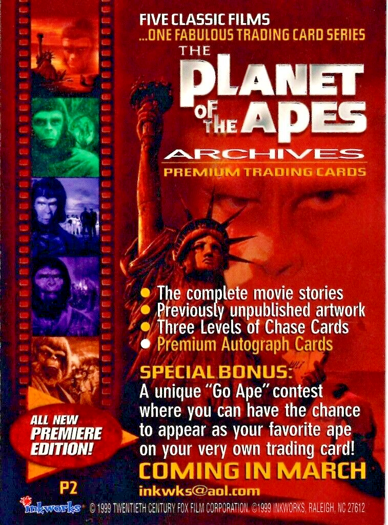 1999 Inkworks The Planet of the Apes Archives Promo Cards P1 & P2 - Picture 6 of 6