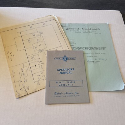 Baird-Atomic Model KT-1 Beta Tester Instruction Manual Schematics Letter 1958