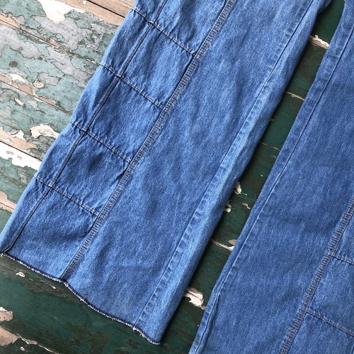Pantalones de mezclilla vintage de pierna ancha con panel de ventana de los años 70 - Imagen 2 de 9