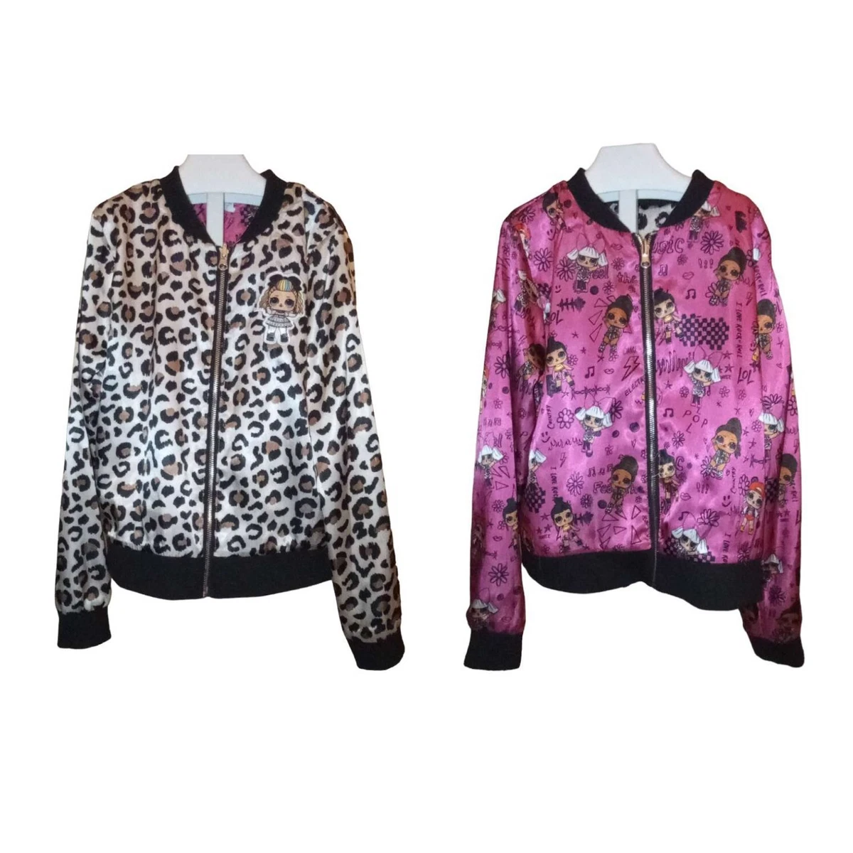 LOL Surprise Remix Reversible Rock n Roll Cheetah Print Bomber Jacket 10 12