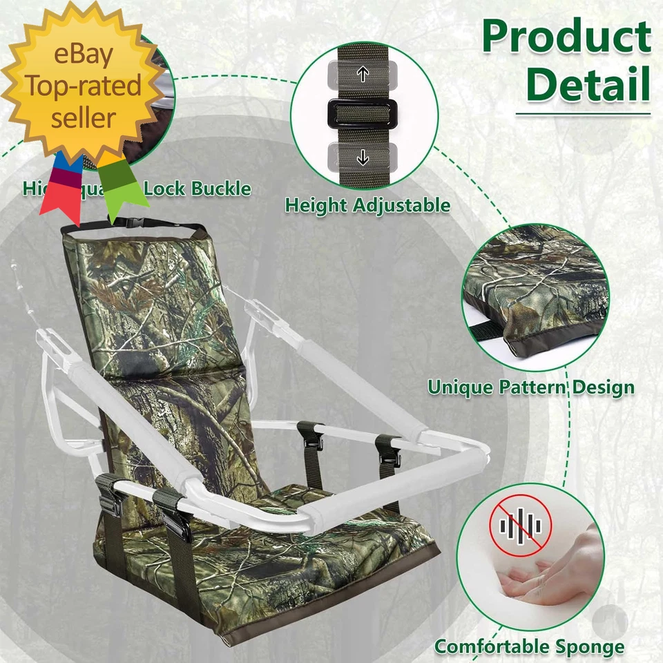 Tree Stand Seat Replacement, Adjustable Treestand Seats for Hunting, Comfortable - Image 2 of 4