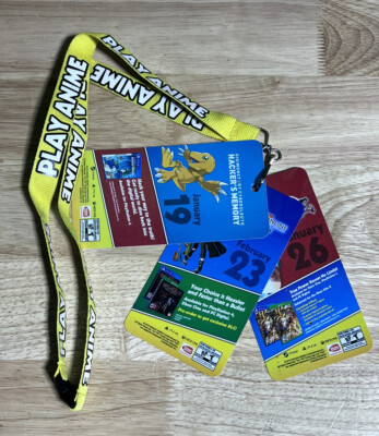 LOT OF 2 Play Anime Lanyard Badge ID Holder 3 Event Cards