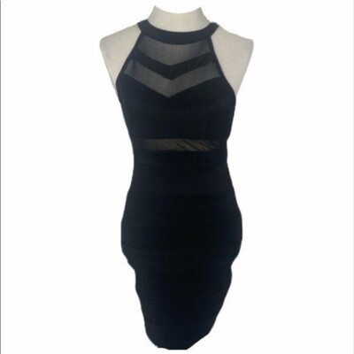 Emerald Sundae Bodycon Dress Womens Small Black Knee Length Evening Style