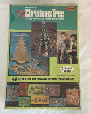 Vintage Arrow Table Top Wood Christmas Tree Make Your Own 49 Ornaments UNUSED
