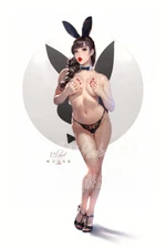 PB Bunny Digital Pin Up Art Print Malak