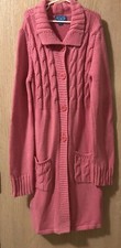 The Childrens Place L 10/12 Long Button Up Cardigan Sweater Pink With Rhinestone