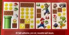 Nintendo Super Mario Wall Decals Peel And Stick 45 Stickers Roommates Decor NEW