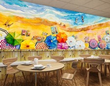 3D Oil Painting Beach ZHUA4554 Wallpaper Wall...