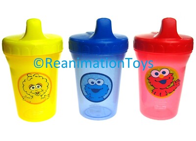 Sesame Street Elmo Cookie Monster Big Bird Sippy Cup Spill Proof BPA Free  LOT